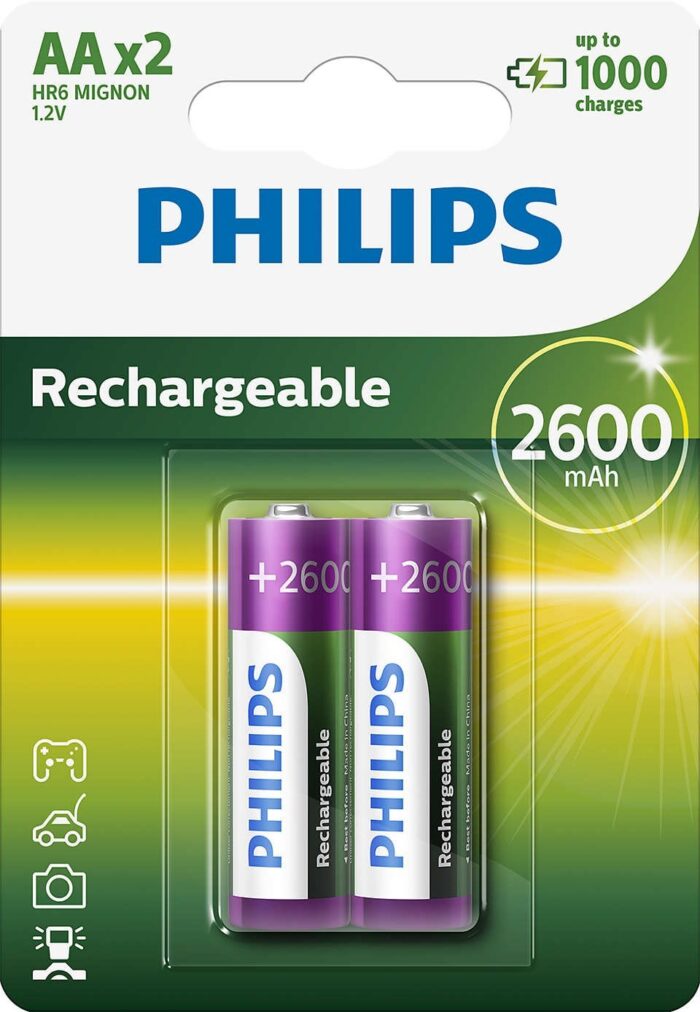 PILAS PHILIPS RECARGABLE R-6 2600MAH PACK 2